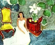 Henri Matisse flicka i vit klanning oil on canvas